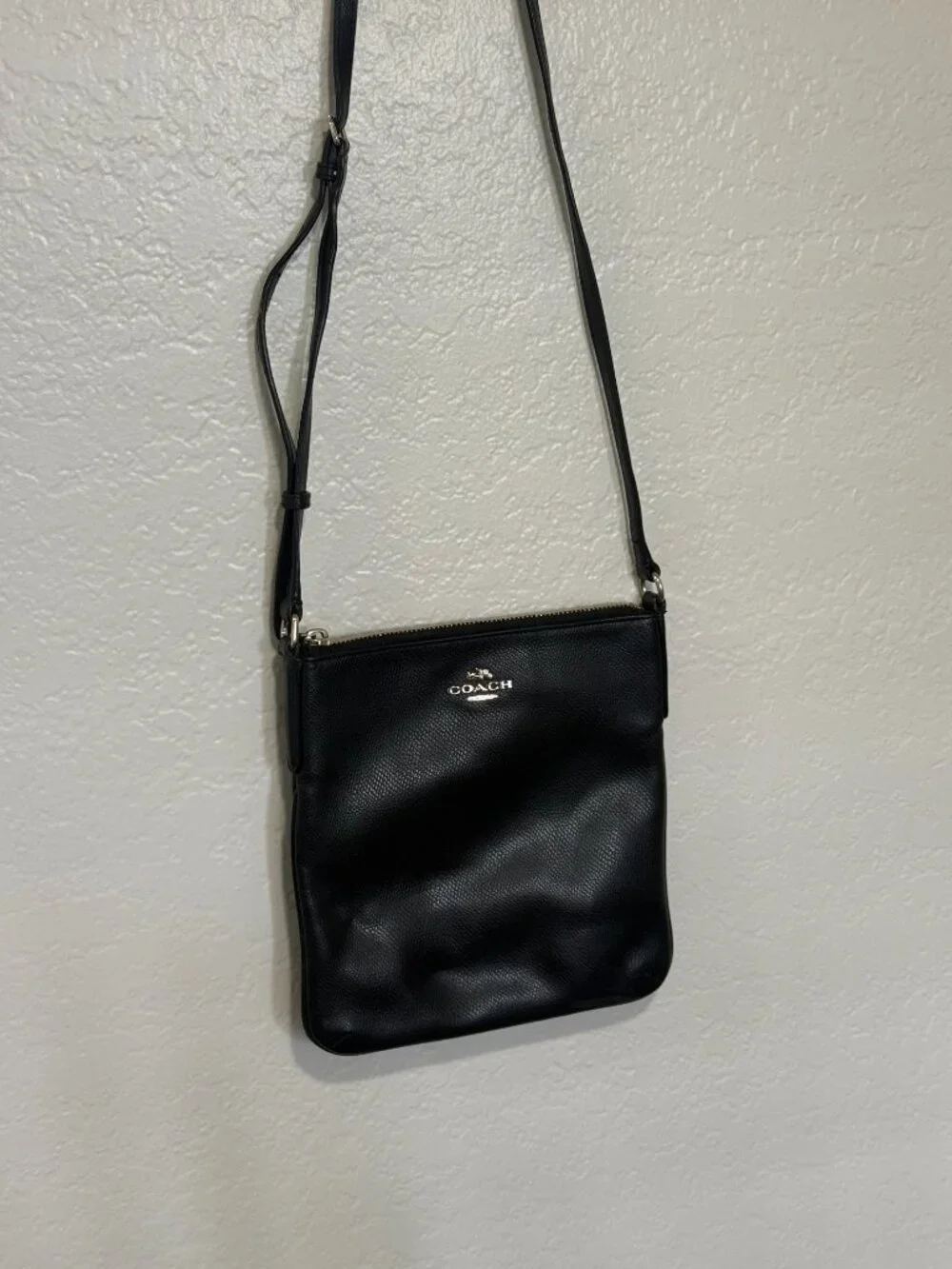COACH Black Crossgrain Leather North South Crossbody Bag - F36063